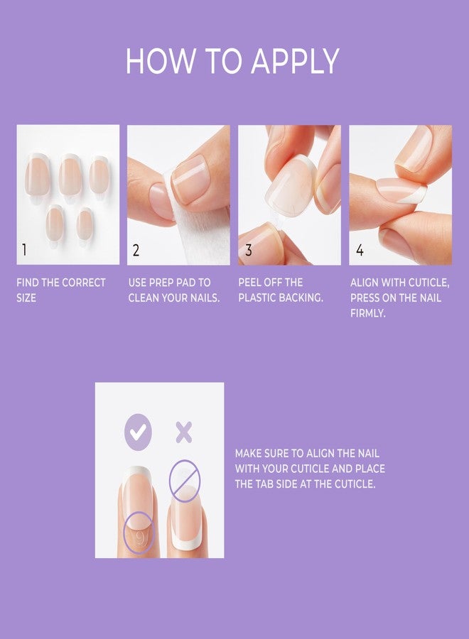 Impress KISS imPRESS No Glue Mani Press On Nails, French, 'Glimpse', White, Medium Size, Coffin Shape, Includes 30 Nails, Prep Pad, Instructions Sheet, 1 Manicure Stick, 1 Mini File - Image 2
